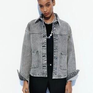 Zara acid wash gray shirt jacket small